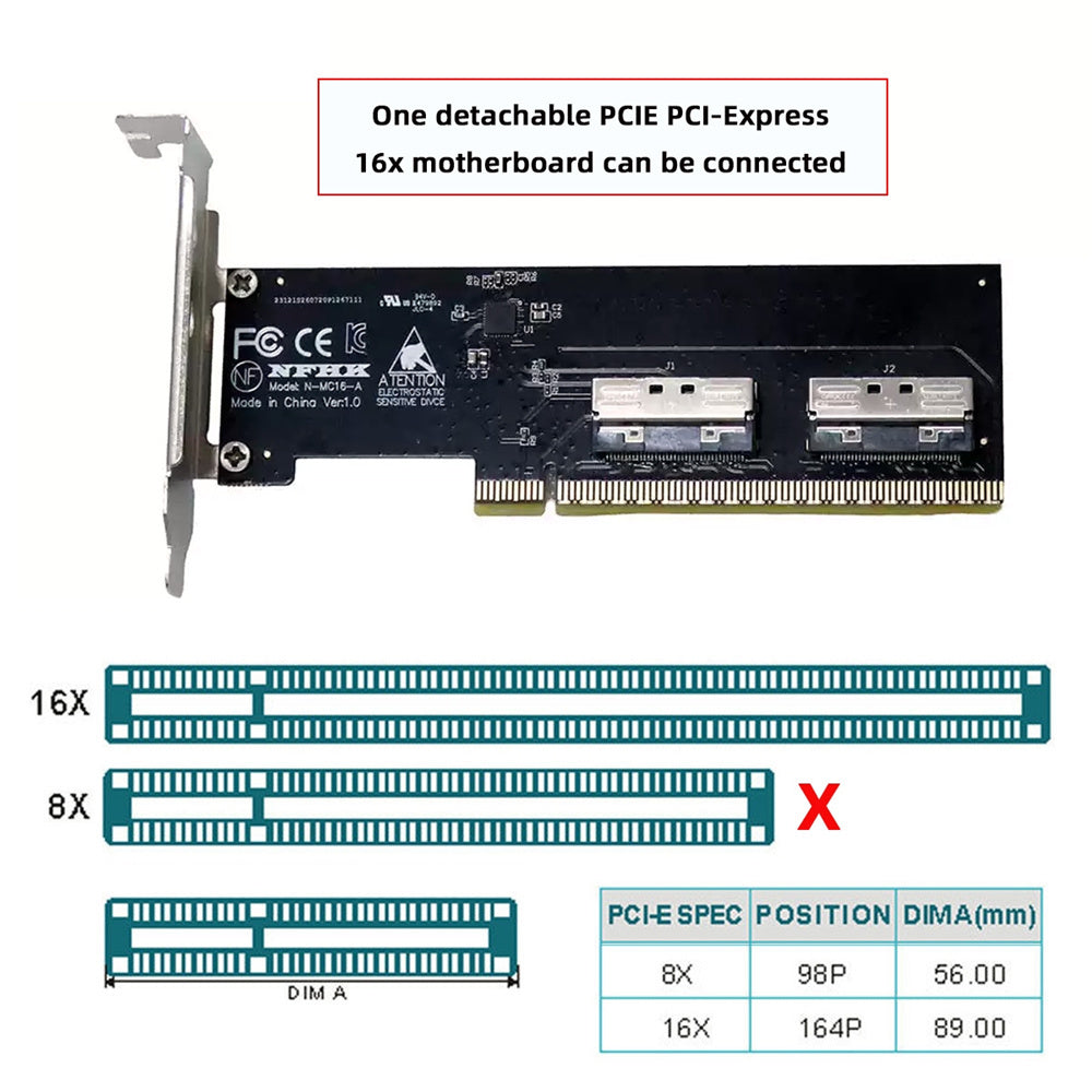 JSER PCIe 5.0 x16 to Dual MCIO 8x VROC RAID Adapter – SFF-TA-1016, Split PCIe Required