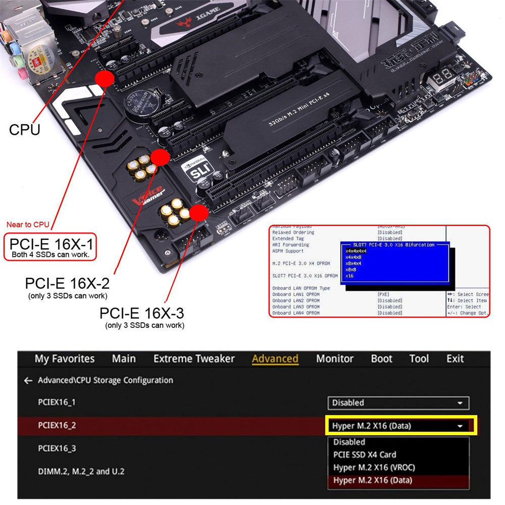 JSER PCIe 5.0 x16 to Dual MCIO 8x VROC RAID Adapter – SFF-TA-1016, Split PCIe Required