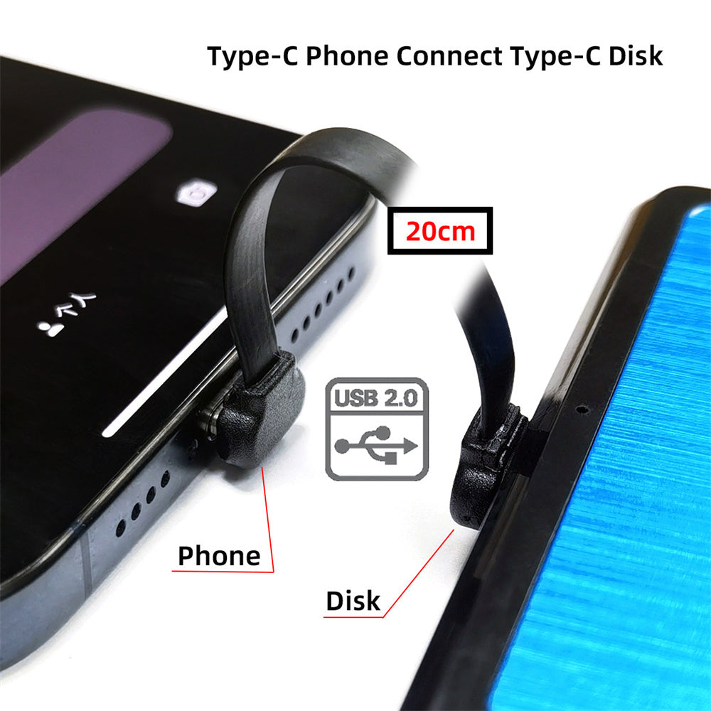 JSER USB C Ribbon Cable Dual Angled Adapter USB 2.0 65W Charging Data Extension Cord Black 20cm